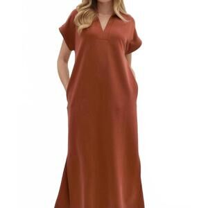 NEW ENTROUSA rebecca midi dress in clay